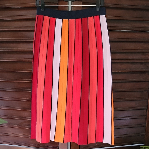 Tory Sport Dresses & Skirts - Tory Birch Sport Orange Colorful Midi Skirt Vibrant Striped Tech Knit Medium